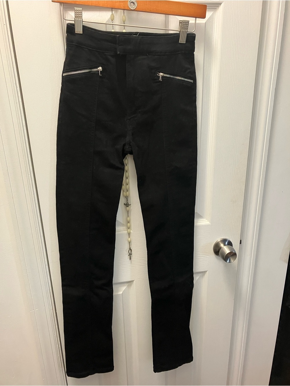 Zara Black Stretch Jeans with Zip Detail